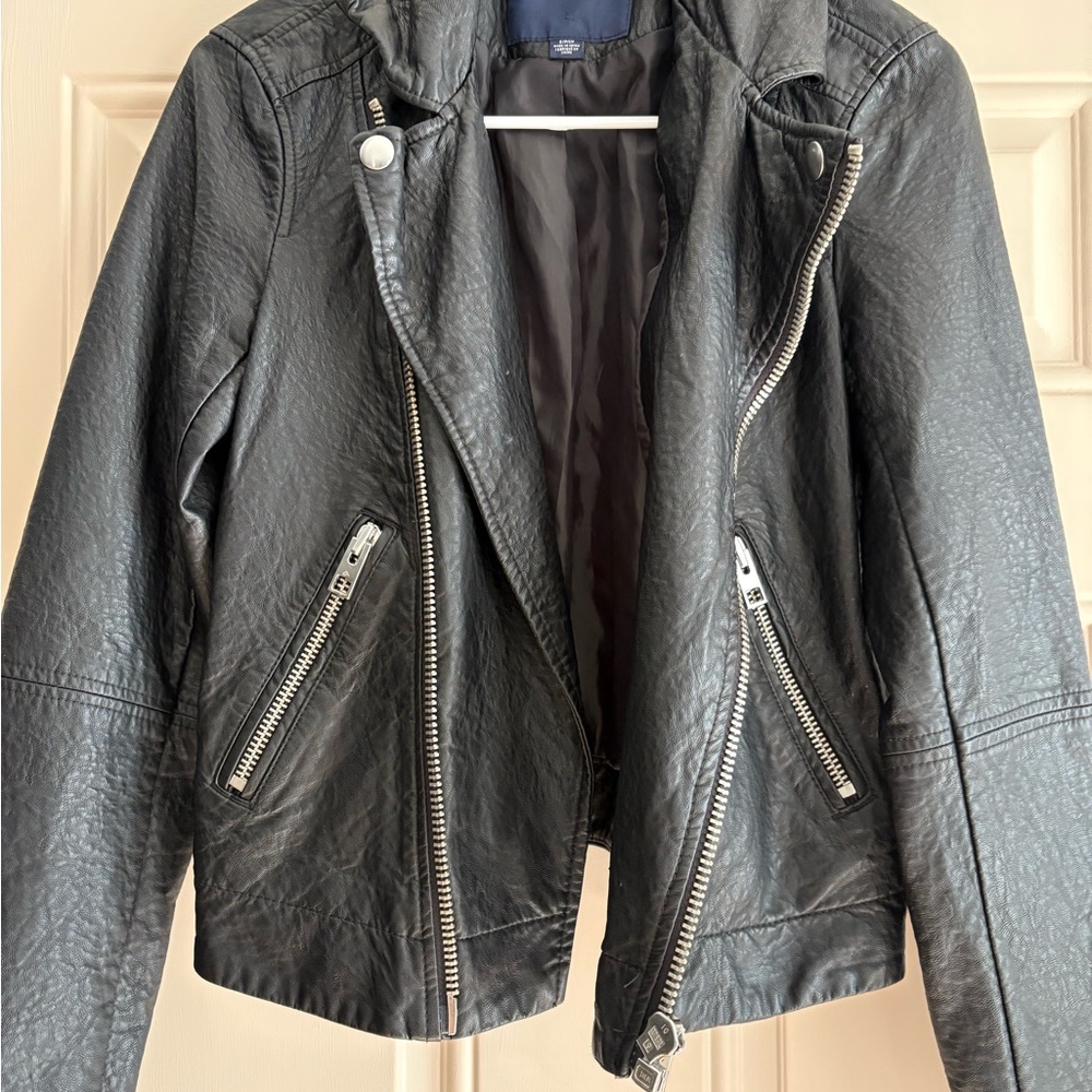 American Eagle Outfitters Black Leather Moto Jacket